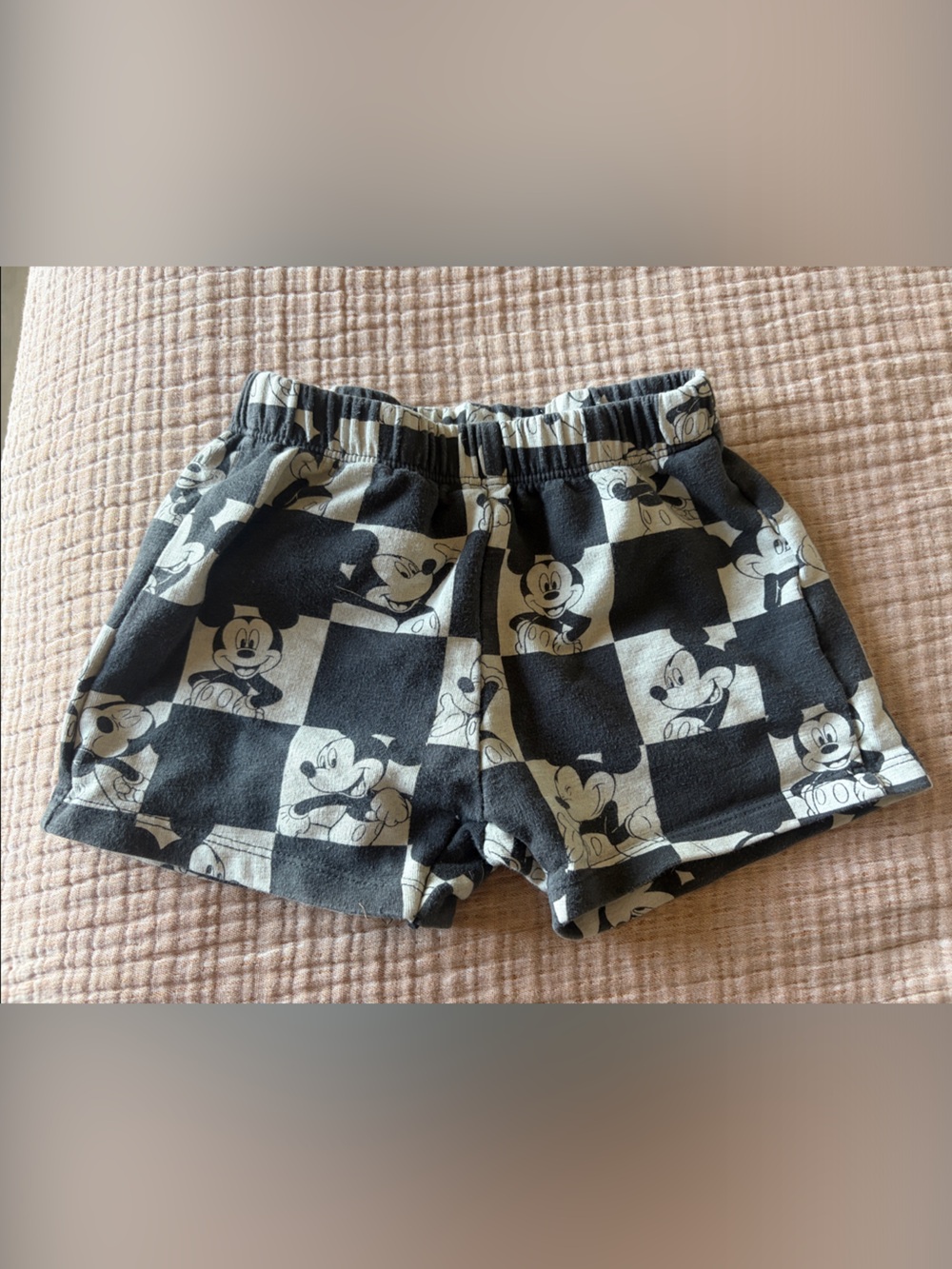 Zara Black and White Mickey Checkerboard Kids Shorts